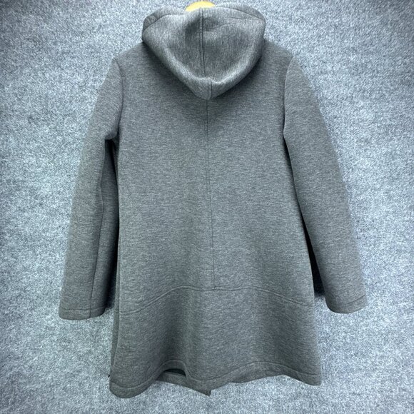 **SOLD**Betsey Johnson Performance Jacket Womens Large Gray Hooded Asymmetrical - Picture 9 of 15